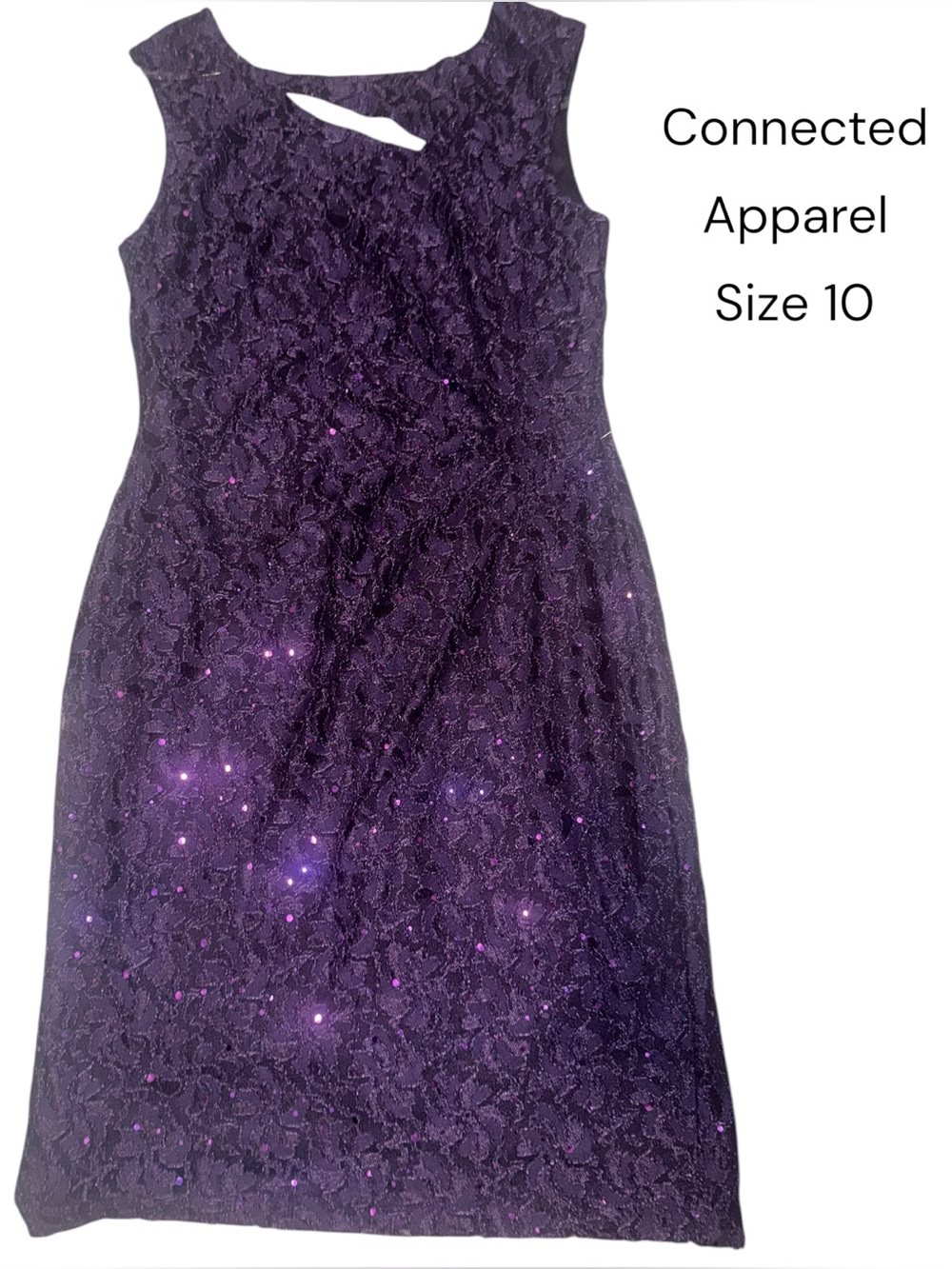 connected apparel Purple Lace Sequin Cocktail formal Dress